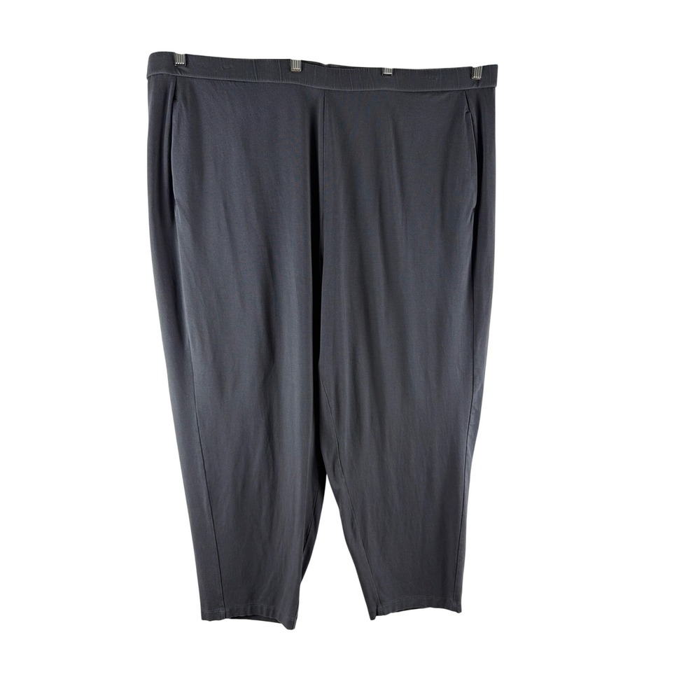 Eileen Fisher 3X Dark Gray Tencel Lyocell Stretch Cropped Pull On Tapered Pants